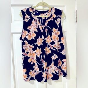 NWOT Clementa Split Neck Textured Knit Top Stitch Fix Floral Plus-Size 2X